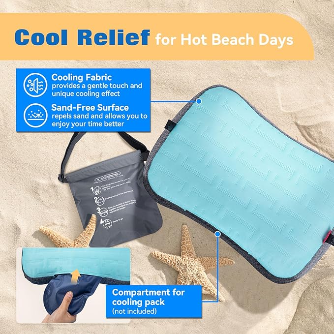 Hikenture Beach Pillow for Sand Washable Inflatable Pillows for Pool Portable Camping Pillows with Removable Cover Soft Air Sand Pillow Built-in Sandbag (1)