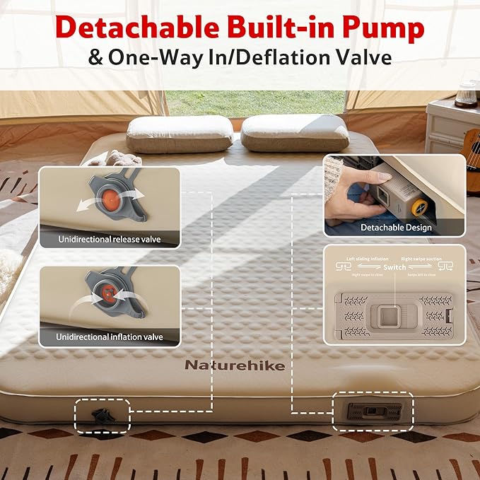 Naturehike 3.94’’ Thick Self Inflating Sleeping Pad with Built in Pump Double Foam &amp Air Camping Mattress Full XL Camping Sleeping Pad for Tent Car Cot Truck 661 lbs Support