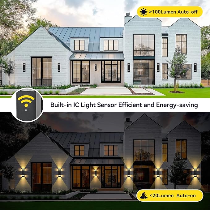Dusk to Dawn Outdoor Wall Light 2 Pack Modern Exterior Lighting Fixtures for House Black Outdoor Sconce Lights with LED Bulbs Up Down Lights Outside Garage Lights for House Porch Door