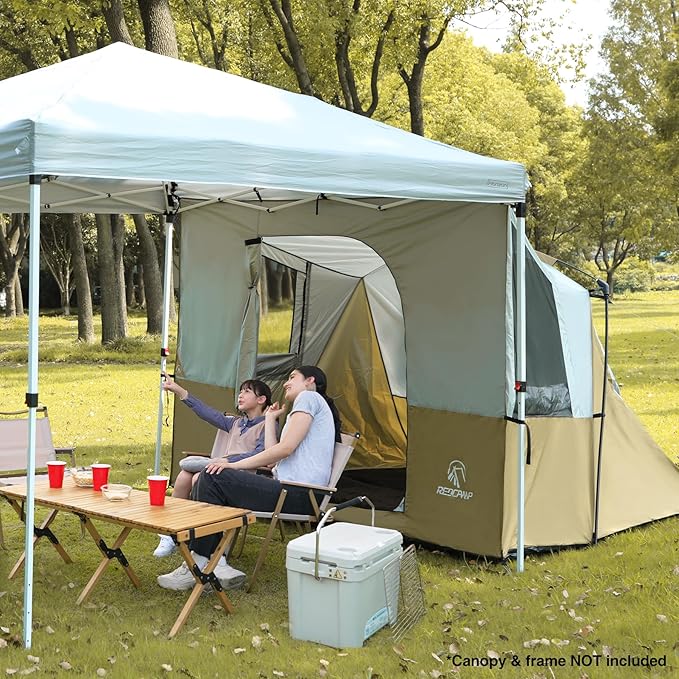 REDCAMP Canopy Camping Tent for Pop Up Canopy Tent Inner Tent Converts Straight Leg 10'x10' or 10'x20' Canopy into Camping Tent Fits 4-6 Person(Frame/Shelter NOT Included)