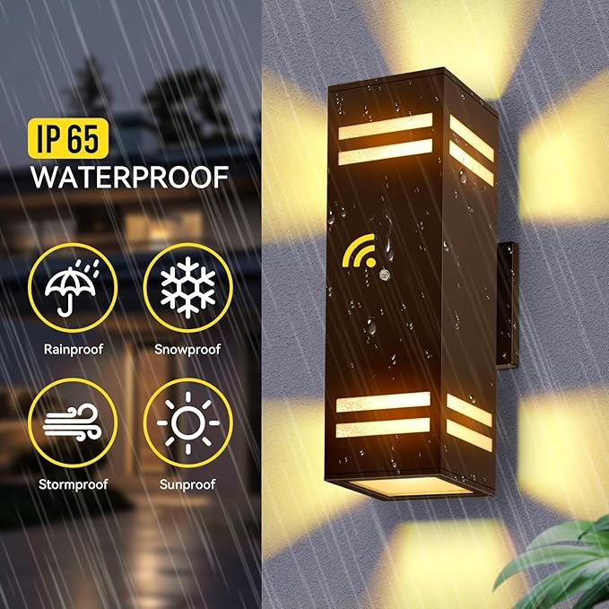 2-Pack Bronze Dusk to Dawn Outdoor Lights Wall Light Wtih LED Bulbs Modern Up Down Lights Outdoor IP65 Waterproof Exterior Lighting Fixtures Outside Lights for House for Porch Garage