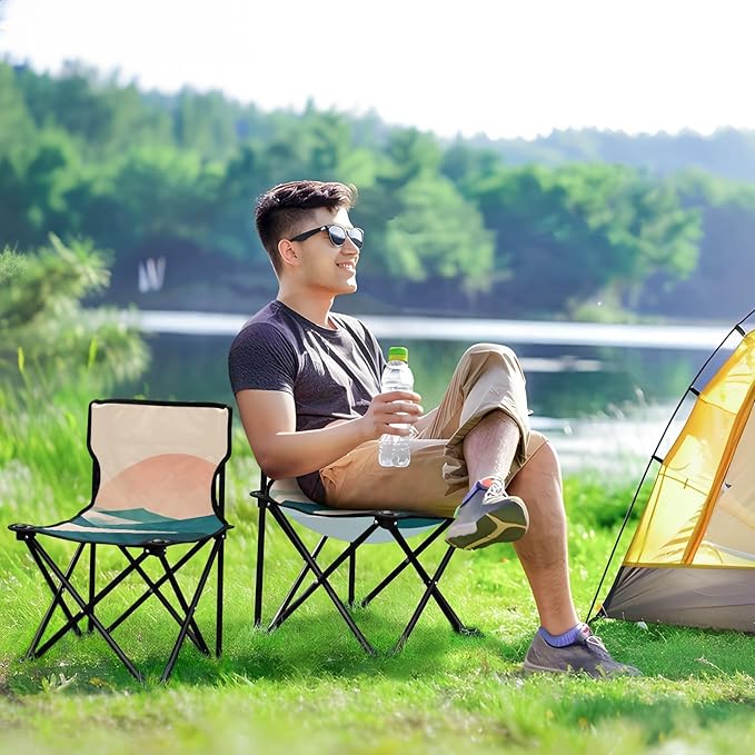 Big Sun Mountains Portable Camping Chairs Folding Chair - Durable Oxford Fabric Lightweight Iron Frame Easy Fold Design - Ideal for Outdoor Activities Camping Fishing and Travel