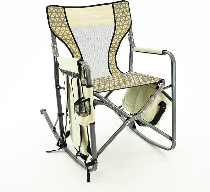 Creative Outdoor Collapsible Folding Rocking Director Chair | Camping Picnic Beach &amp Patio