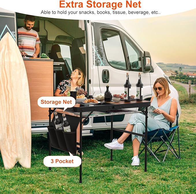 zenithstar Portable Folding Camping Table - Lightweight Aluminum Compact Picnic Table with Carrying Bag - Adjustable Height Waterproof Surface for Outdoor RV BBQ Beach Travel and Hiking