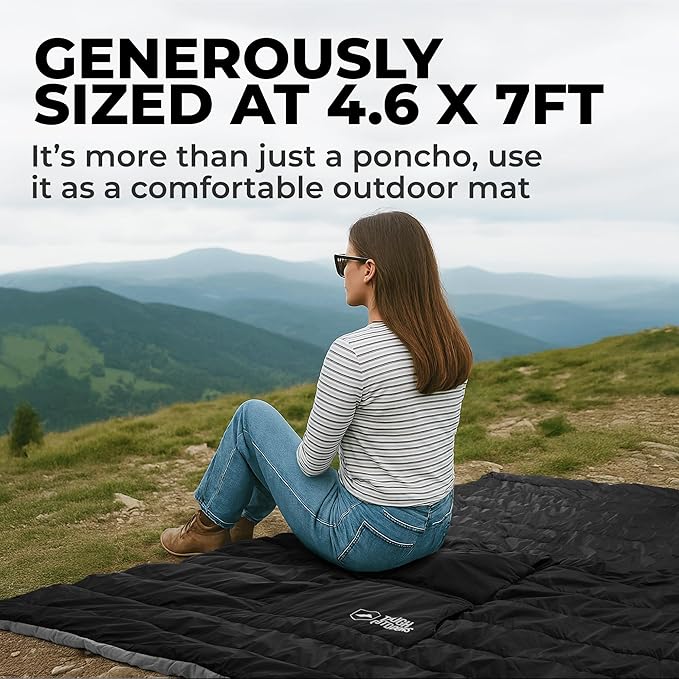 Tough Outdoors 5 in 1 Camping Poncho - Packable Blanket - Wearable Sleeping Bag Adult - Sleeping Bag Poncho - Waterproof