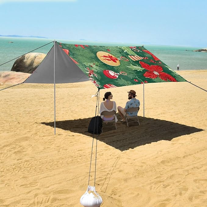 Christmas Gingerbread ManCamping Sun Shelters 9.2 x 10.5 FT Beach Canopy Tent Sun Shade with Carrying Bag for Camping Trips Fishing Backyard Fun or Picnics 21341746