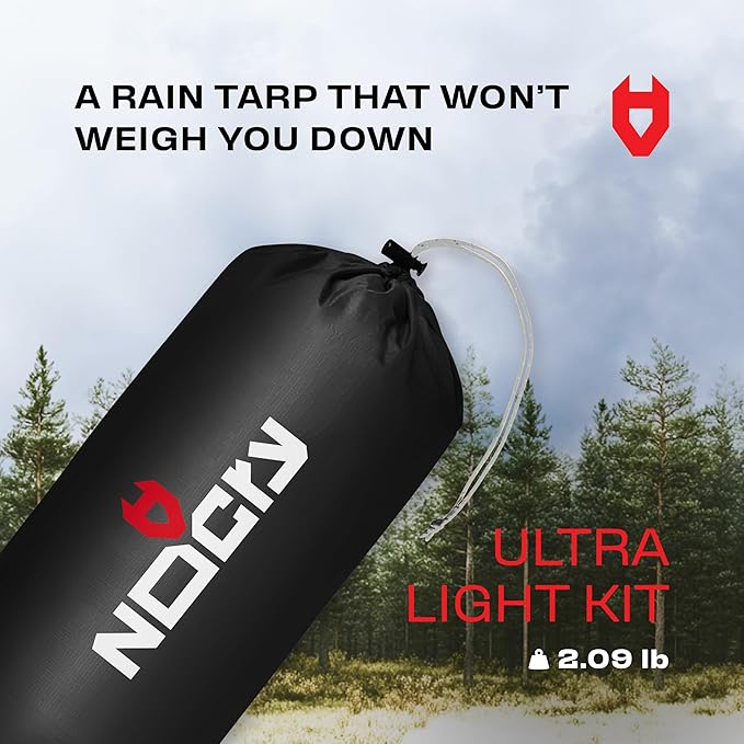 Rain Fly 12x10 Lightweight Survival Camping Tarp 100% Waterproof Makes a Great Backpacking Tarp or Hammock Shelter Comes in Multiple Colors Survival Bracelet Included Black
