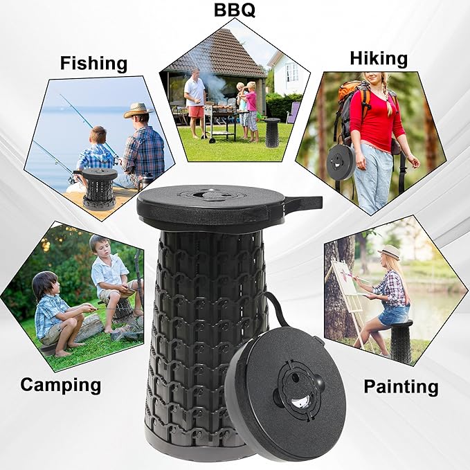 2026 Upgraded Taller 18.1 Wider 10.2 Collapsible StoolMax Load Capacity 800lbsMore Sturdy&amp Portable Retractable Folding StoolsAdujstable Telescoping Stools for Adults Camping &amp Outdoors B