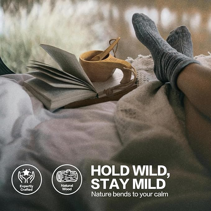 Nordic Kuksa 8oz (225ml) w/spoon Handcrafted Hook-Arch Wooden Camping Cup Set – Bushcraft Gear. Natural hardwood crafted for travel &amp home. Hang-Dry Hook