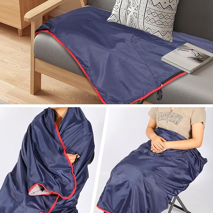 REDCAMP Large Waterproof Stadium Blanket for Cold Weather Soft Warm Fleece Camping Blanket Windproof for Outdoor Sports 71x59 Dark Blue/Grey