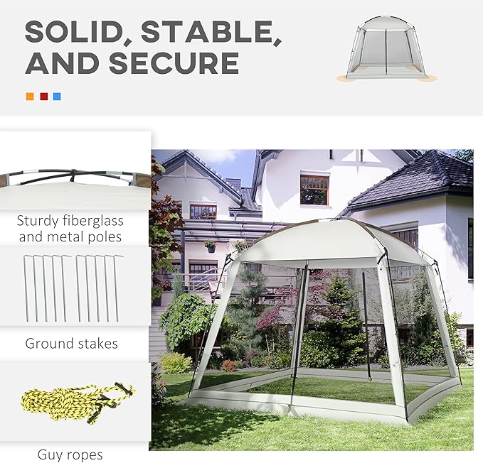 Outsunny 10' x 10' Screen House Room UV50+ Screen Tent with 2 Doors and Carry Bag Easy Setup for Patios Outdoor Camping Activities