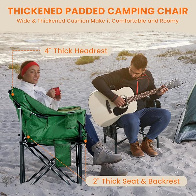 NAIZEA Heated Massage Camping ChairsHeated Outdoor Chair w/3 Heating Mode Oversized Heated Chair for Adults Heavy Duty Folding Camping Chairs for CampFishing Sports EventsNOT Included Battery