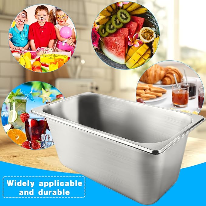 12 Pcs 1/3 Size 6 Inch Deep Restaurant Hotel Pan 201 Gauge Stainless Steel Steam Table Pan Commercial Catering Food Trays Warming Pans for Food Hotel Buffet