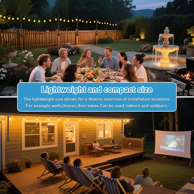 10 Pack 2.8Ft String Light PolesLight Poles for Outside LightsOutdoor with Fence Brackets Hanging LightsMetal Stand Deck Patio Backyard
