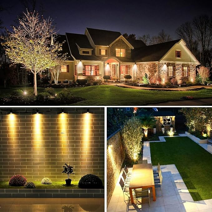 Svater Landscape Lighting Low Voltage 10 Pack Outdoor Spotlights with Transformer Plug in LED Spot Lights for Garden Backyard House 3000K Warm White Super Bright 3W 250Lumem Black
