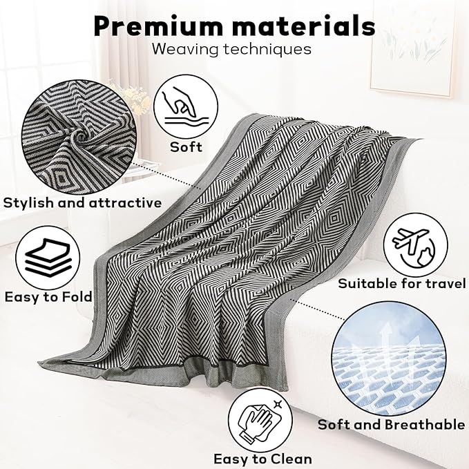 Travel Blanket Airplane - Ultra Soft &amp Lightweight Knit Design Compact Airplane Blanket53x72 InchStylish Travel Shawl Wraps for FlightsOfficeHome UseTravel Essentials &amp Gifts