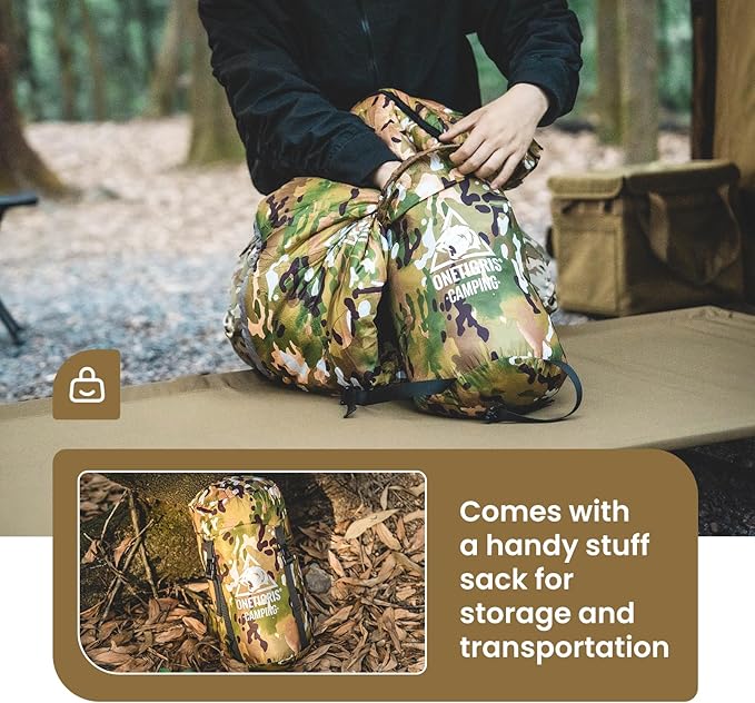 OneTigris Light Patrol 4 Season Mummy Sleeping Bag 32°F Cold Weather Camping Bags for Camping Hiking Backpacking Survival Gear