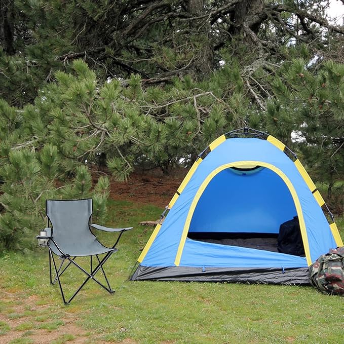 YSSOA Portable Folding Grey Camping Chair 1-Pack