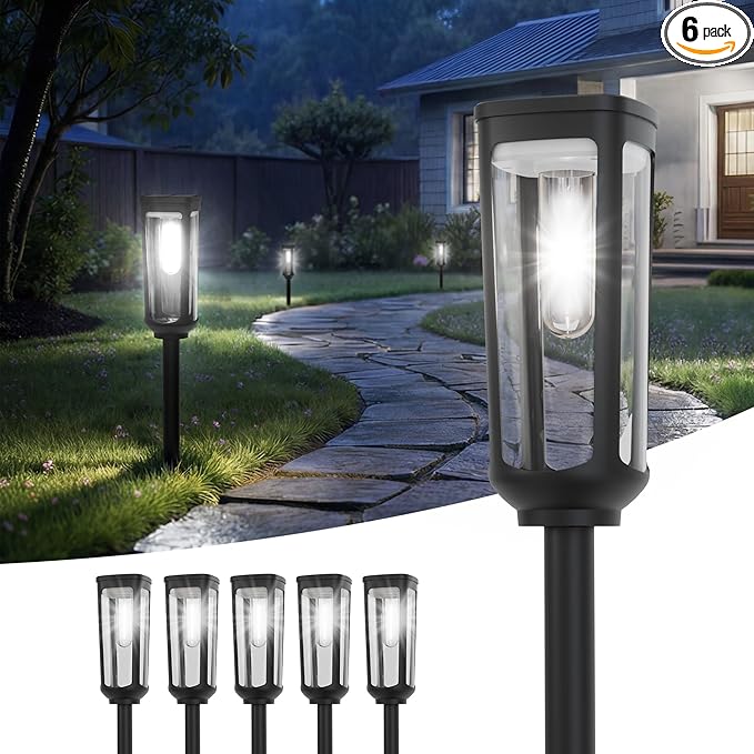 Solar Pathway Lights Outdoor6 Pack Cool Garden Lights Solar Powered Waterproof IP65Auto On/Off Outdoor Light for Lawn Patio Walkway Driveway Decor Landscape Lighting