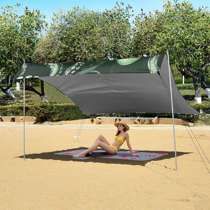 Beach Tent Sun Shelter Octopus Dancing Lightweight &amp Easy Setup Beach Shade Canopy for Camping Fishing