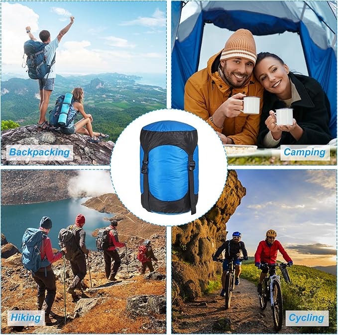PATIKIL Compression Stuff Sack 8L Waterproof Sleeping Bag Lightweight Compression Storage Sack for Backpacking Camping Blue