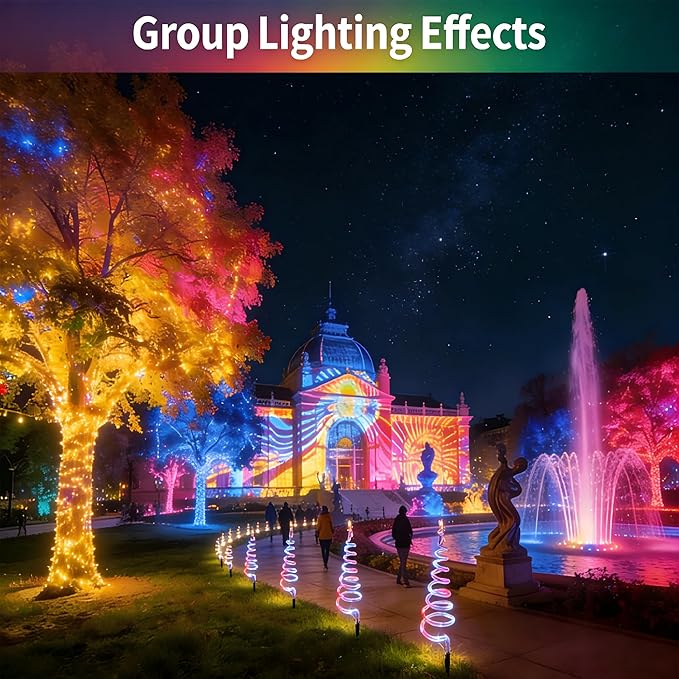 8 Pack Smart Christmas Pathway Lights Outdoor with Music Sync 100+ Lighting Modes Waterproof RGB Spiral Christmas Tree Path Lights for Yard Driveway Patio Garden &amp Landscape Spotlights LED Li