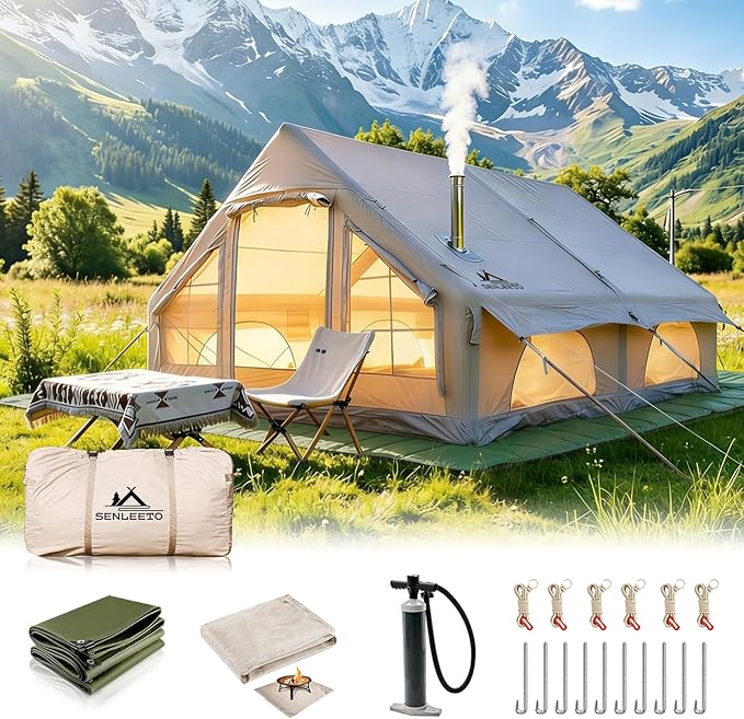 Inflatable Tents for Camping Large Inflatable Camping Tent with Hand Pump Easy Setup Tents for 4-6 People Portable Glamping Tent