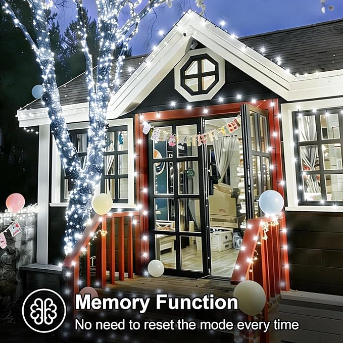 QITONG 500 LED 165ft Christmas White Lights String Lights Outdoor Waterproof with 8 Modes Green Wire Plug in Twinkle Light Indoor