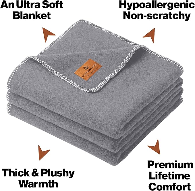 100% Wool Blanket - Premium Ultra-Soft &amp Warm Twin 62x 84 Large Size Blanket for Couch Bed Home Camping &amp Outdoors