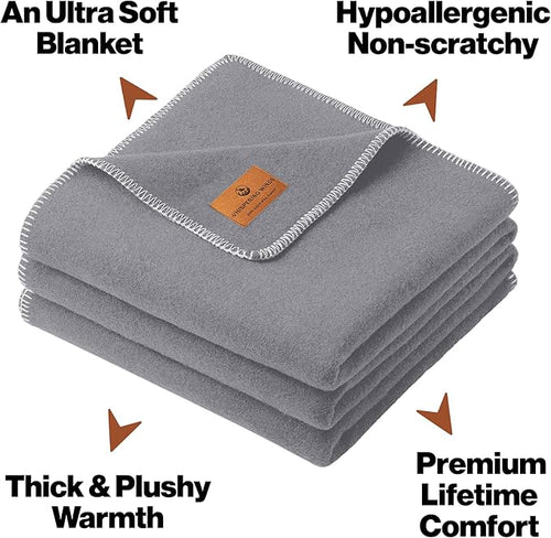 100% Wool Blanket - Premium Ultra-Soft &amp Warm Twin 62x 84 Large Size Blanket for Couch Bed Home Camping &amp Outdoors