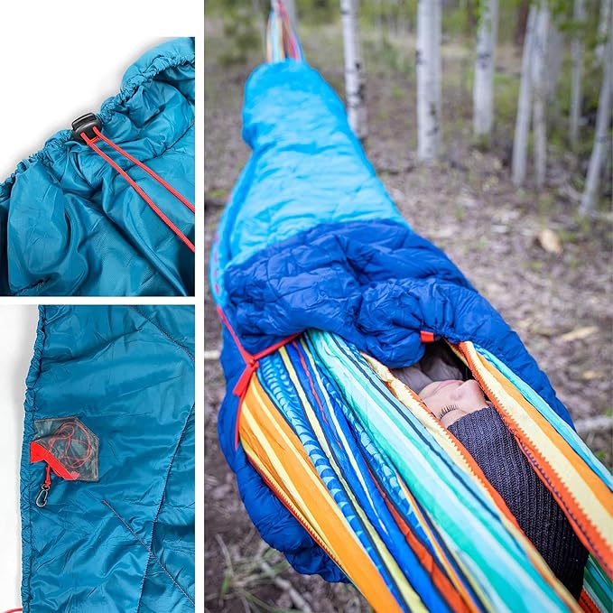 Grand Trunk 360° ThermaQuilt 3-in-1 Hammock Underquilt | Converts to Sleeping Bag or Blanket | 40°F Rated Lightweight Insulated Camping Quilt | Blue/Navy