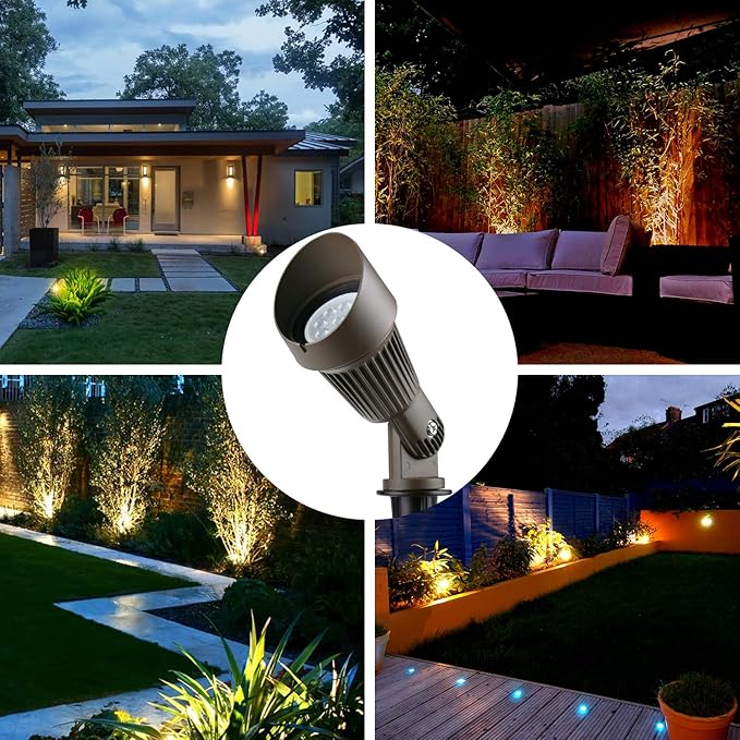 4W LED Landscape Lighting Low Voltage Landscape Lights Spotlights GL106-BZLED8 AC/DC 12V Warm White Waterproof for DrivewayYard LawnPatioWallsTreesFlagsOutdoor Light (Bronze 8 Pack)