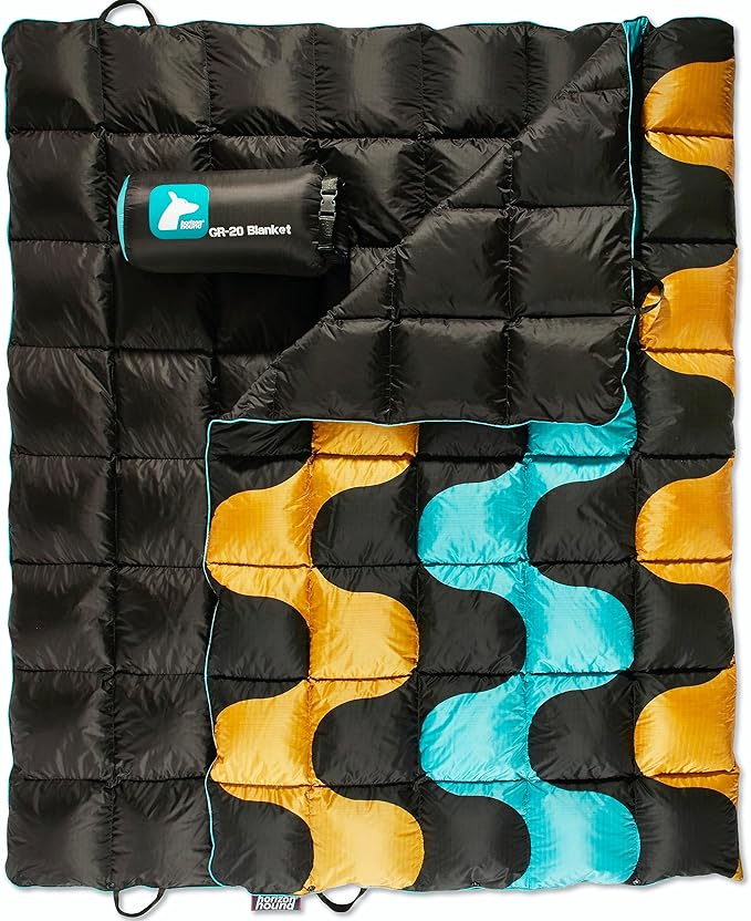 Horizon Hound Puffy Down Camping Blanket - Outdoor Travel Quilt | Sustainable Insulated Lightweight &amp Warm Gear for Sleep Camping Stadium Hiking &amp Festivals | Water Resistant Packable &a