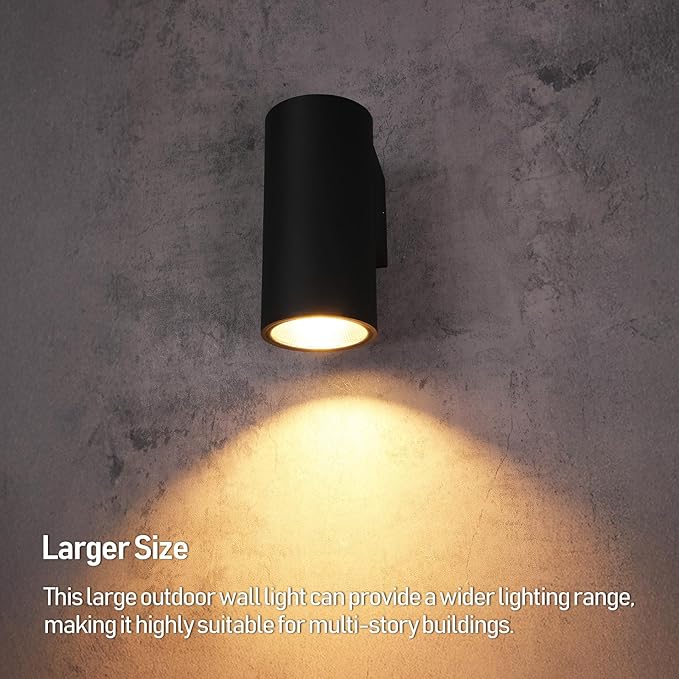 LEONLITE 12 Inch 5CCT Architectural Cylinder LED Down Light Outdoor 100V-277V 15W Aluminum High-end Wall Sconce Built-in Driver IP65 ETL Exterior Light 2700K/3000K/3500K/4000K/5000K Pack of 2