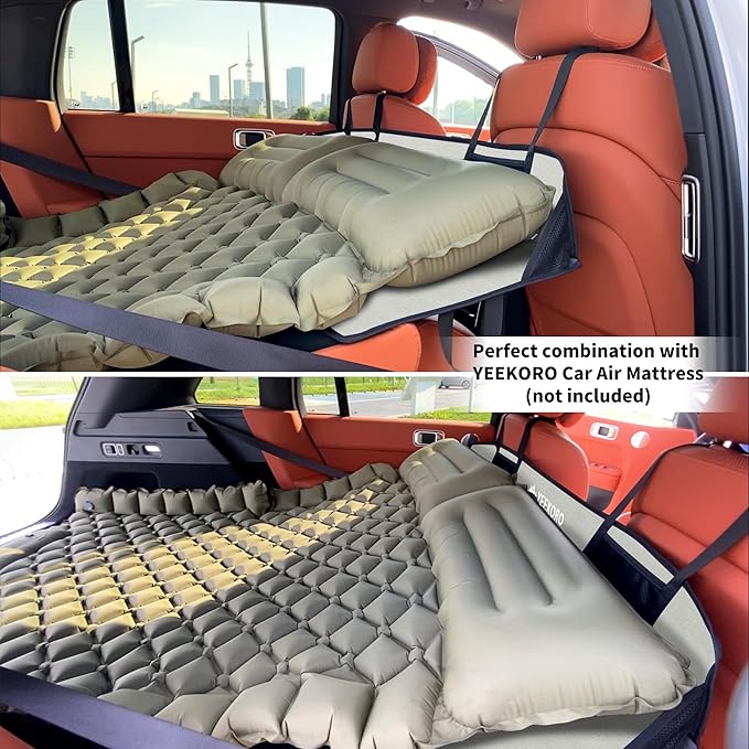 Car Rear Seat Mattress Extension Plate Foldable Car Back Seat ExtenderPortable Mattress for Sleeping Increase Travel Trunk Space and Car Bed Camping Space for Cars SUV Model Y/3（Grey）