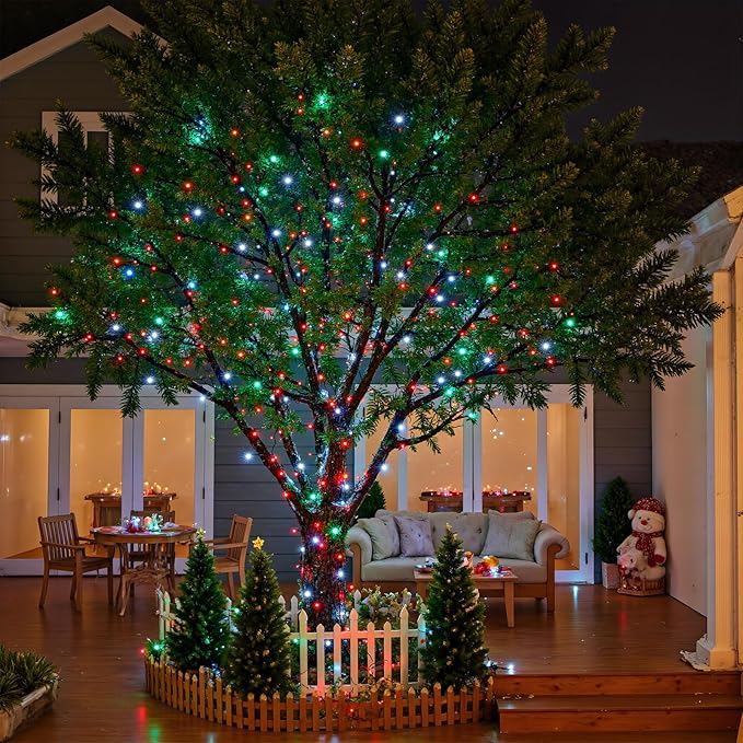 100FT 300 LED Christmas Lights Outdoor Connectable Christmas String Lights with 8 Modes Waterproof Plug in Christmas Tree Light Green Wire for Grden Yard Party Decorations Red White Green