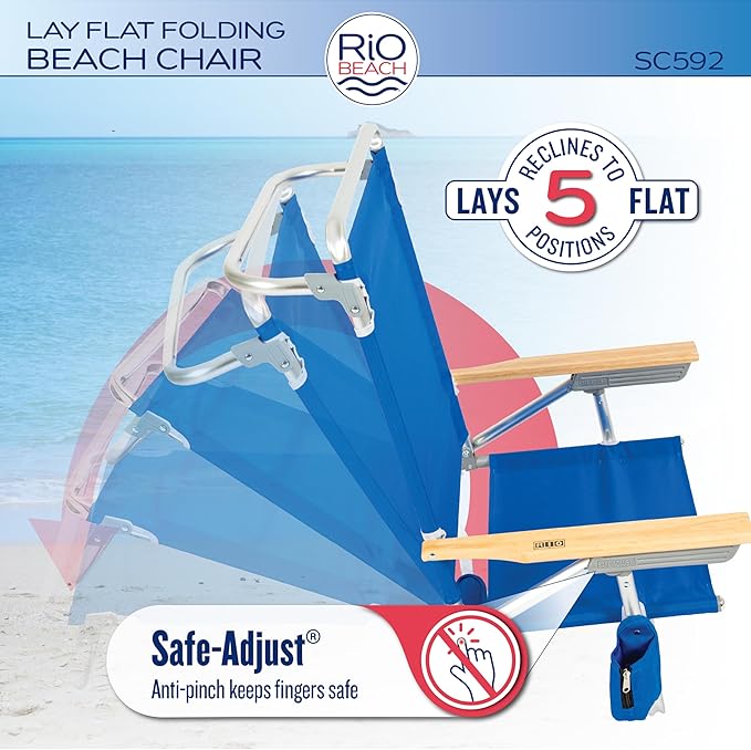 Rio Beach Classic 5-Position Lay-Flat Folding Beach Chair