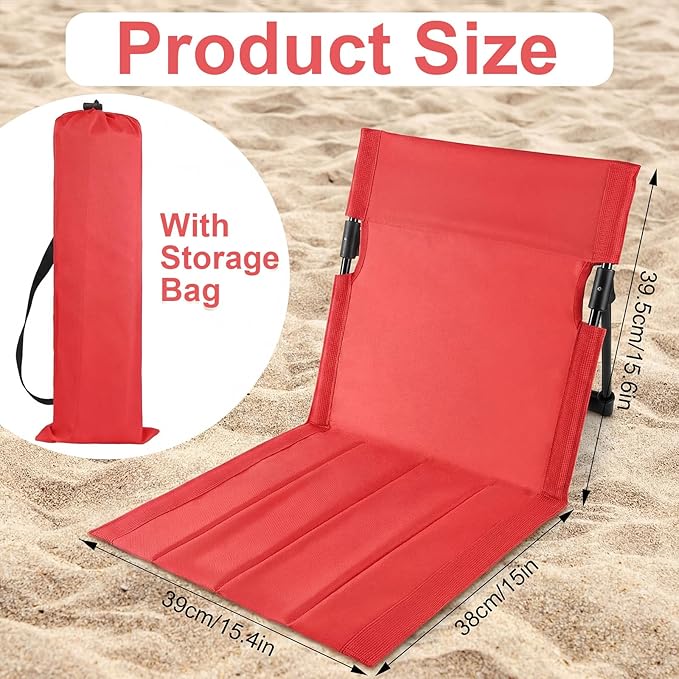 Karenhi 2 Pcs Foldable Poolside Chairs Portable Beach Chair Folding Poolside Chairs for Edge of Pool for Adults Traveling Camping Picnic Lawn Accessories (Red)