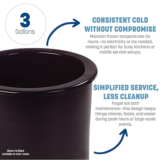 Carlisle FoodService Products Coldmaster Ice Cream Server Insulated Crock with Lid for Kitchens and Restaurants Plastic 3 Gallons White