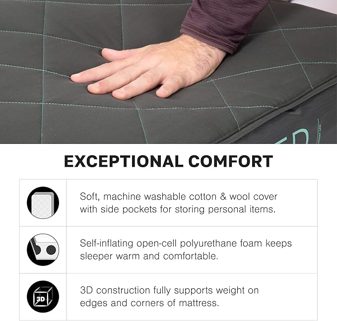 Exped LuxeMat Duo LW+ - Self Inflating Luxury Sleeping Mat 4” Foam Pad Pump Included