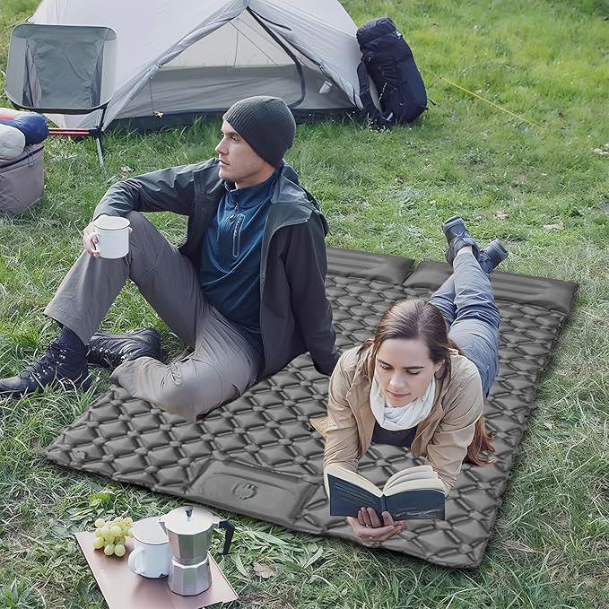 Inflatable Bed – 2 Person Camping Pad Waterproof Portable Travel Tent Sleeping Mat Compact Roll-Up Design Comfortable Rest Function Outdoor Gear for Fishing Hiking Parks Climbing Walking