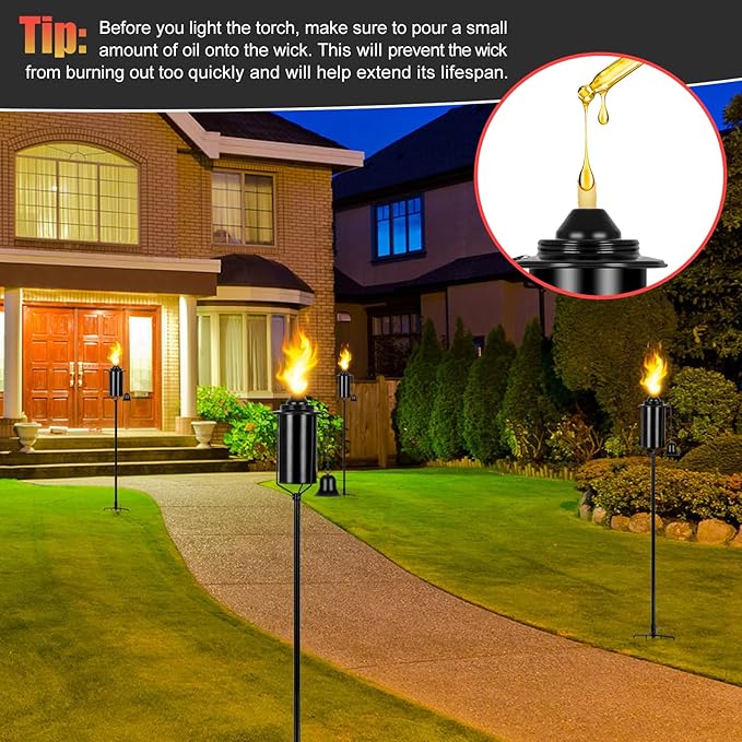 16oz Torch Replacement CanistersTorch Refillable Canisters Bamboo Torch Fuel Can Citronella Tabletop Torches Canister Outdoor for Patio Garden Decor Black 4 Pack