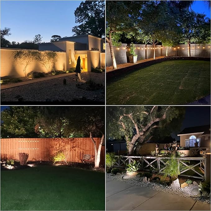 VENUS MANUFACTURING 16 Pack Low Voltage Landscape Flood Light 5 Watt LED Outdoor Landscape Lighting Kits 400 Lumen Black Waterproof Spotlights 12V 2700K Warm White Metal Tree Lights for Garden &amp Y