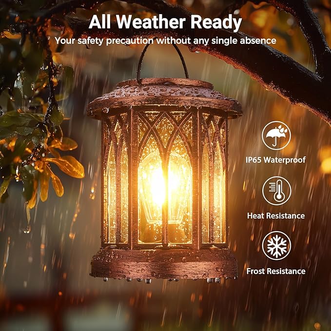 WdtPro Solar Lanterns Outdoor Hanging 4 Pack Upgraded Bright Solar Lantern Lights Outdoor Waterproof Solar Powered Lantern Over 12Hrs for Outside Garden Yard Patio Decor (Copper)
