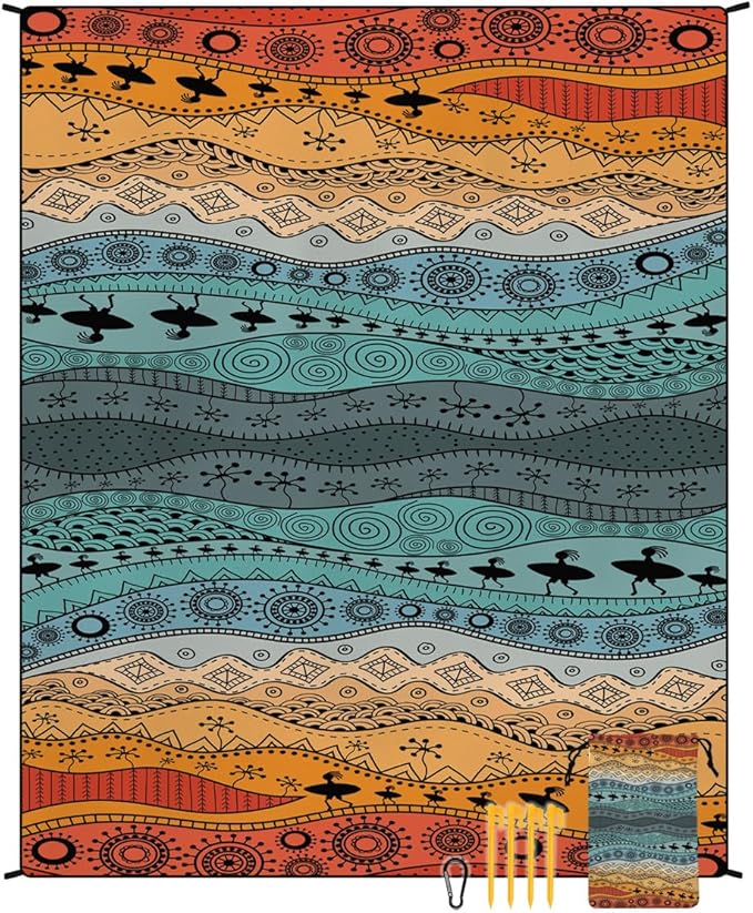 Beach Blanket Waterproof Sandproof Beach Mat Extra Large 86.6‘’×70.8‘’ Portable Foldable Quick Drying Outdoor Picnic Mat Beach Accessories for Travel Camping Hiking