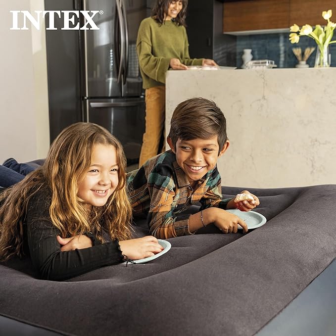 Intex Raised Airbed Mattress with Built-in Pump Dura-Beam Plus Pillow Twin - Portable Inflatable Luxury Blow-Up Bed for Adults Camping Guests