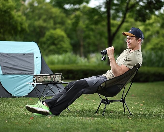 MARCHWAY Lightweight Folding Camping Chair with Spring Lock Stable Compact Portable for Outdoor Camp Travel Beach Picnic Festival Hiking Backpacking (Lowback Green)