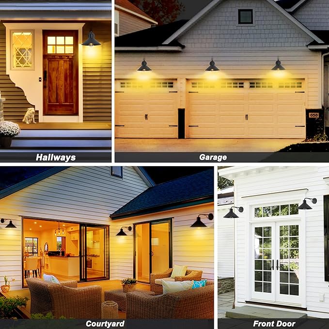Dusk to Dawn Sensor Wall Sconce Outdoor Lighting Fixture Industrial Outdoor Barn Light Matte Black Exterior Wall Sconce for PatioDoorwayPorchEntrywayGarage 1 Pack