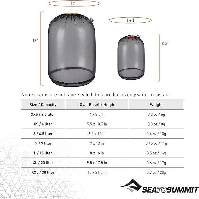 Sea to Summit Ultra-Mesh Stuff Sack Featherweight Outdoor and Travel Storage