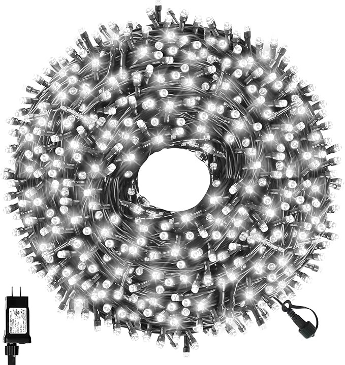 500 LED White Christmas Tree Light Plug in170ft Connectable Christmas Lights with 8Modes UL Certified Outdoor Indoor for Halloween Tree Yard Holiday Party Decor